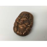 Japanese Meiji period brass vesta case in the form of a Demon, 5cm x 4cm