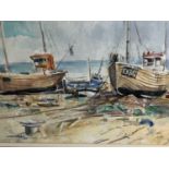 Peter Partington, contemporary, watercolour - Fishing Boats, Hastings, signed, in glazed gilt frame,
