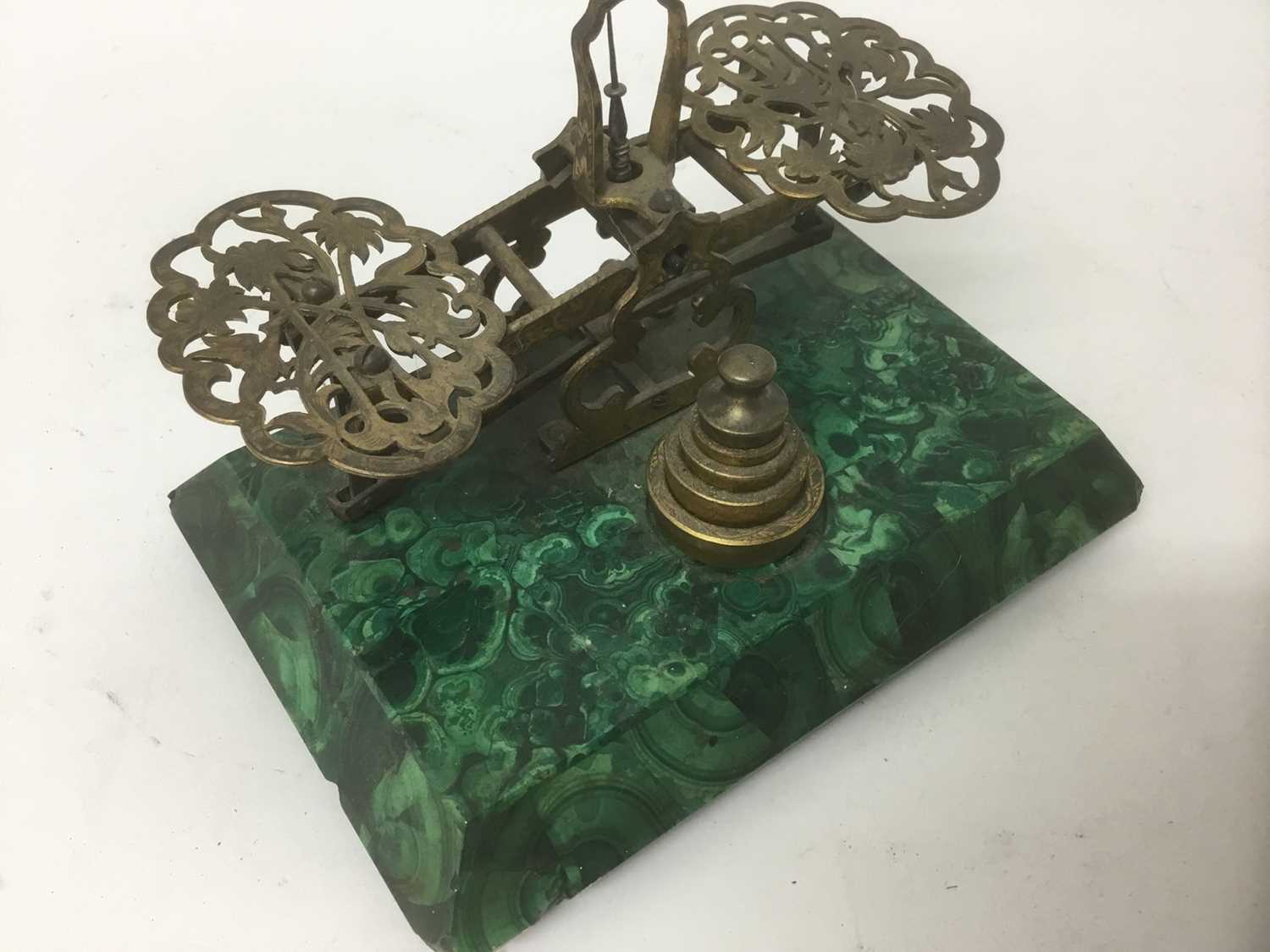 Victorian malachite postal scales