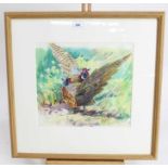 Two Peter Partington, contemporary, signed pencil and watercolours- Red Legged Partridge and Display