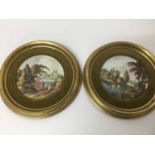 Pair of early 19th century framed Crown Derby plaques, painted with titled scenes - 'In Italy' and '