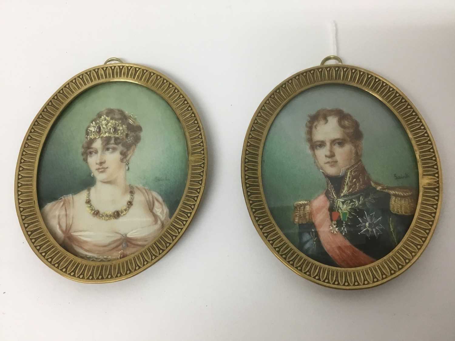 Pair of French Empire style portrait miniatures