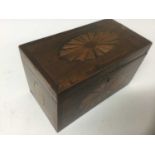 George III mahogany and patera inlaid tea caddy