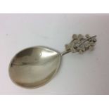 Silver caddy spoon with clover leaf formed handle