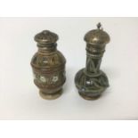 Two late 19th silver mounted Doulton Lambeth castors