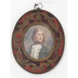 Napoleon Bonaparte - print of the young Napoleon in uniform in ornate boule work oval frame 9 x 7 c