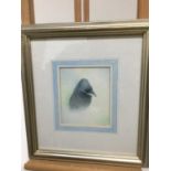 John Jinman (contemporary) watercolour, Crow, signed, 12 x 10cm, together with another smaller by th