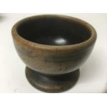 Antique turned walnut wooden bowl