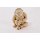 Small Japanese carved ivory okimino in the...