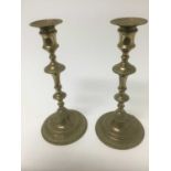 Good pair of George III brass candlesticks