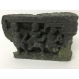 Indian black stone carved frieze section