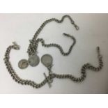 Two silver watch chains