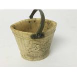 Early 19th carved bone bucket, possibly with anti-slavery message