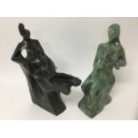 Terence Jack Oram (20th century) two bronzed plaster sculptures, Sappho; Virgo, both signed and tilt