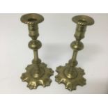 Pair of George I / II brass candlesticks