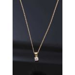 Diamond single stone pendant on chain