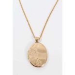 9ct gold locket on 9ct gold chain - 27 grams