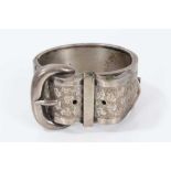 Victorian silver hinged bangle with buckle design