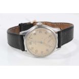 1950s Gentleman's Omega wristwatch in stainless steel case with silvered dial , luminous Arabic nume