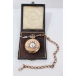 9ct gold pocket watch on 9ct gold chain