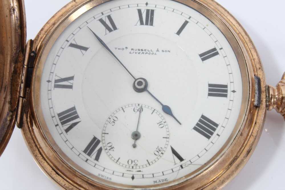 Early 20th century Hunter pocket watch by Thomas Russell & Son , Liverpool in American gold plated c - Image 2 of 6