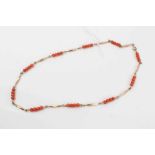 9ct gold and coral bead necklace