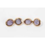 Pair of gold and pink cabochon stone cufflinks