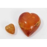Large Amber heart and one other (2)