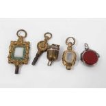 Group of Victorian watch fobs/keys