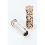 Boucheron lipstick holder, the silver tube with adjustable screw mechanism and pierced gold case,