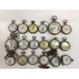 Collection of 19th/early 20th century pocket watches, including two military watches, with broad arr