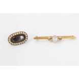 Georgian seed pearl mourning brooch and a pearl bar brooch (not tested)
