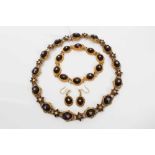 Victorian garnet choker necklace, bracelet and earrings