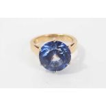 18ct gold large blue stone ring