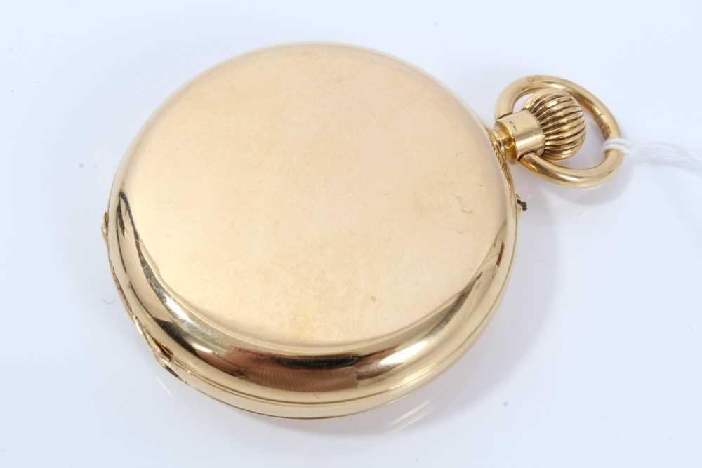 1920s Gentleman's 18ct gold Hunter pocket watch with stem wind three quarter plate movement , the 50 - Image 4 of 7