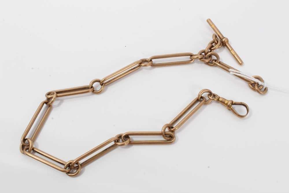 Edwardian 9ct gold fetter link watch chain, 35cm length.