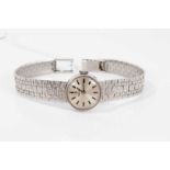 Lady's Tissot 9ct white gold wristwatch on integral bracelet