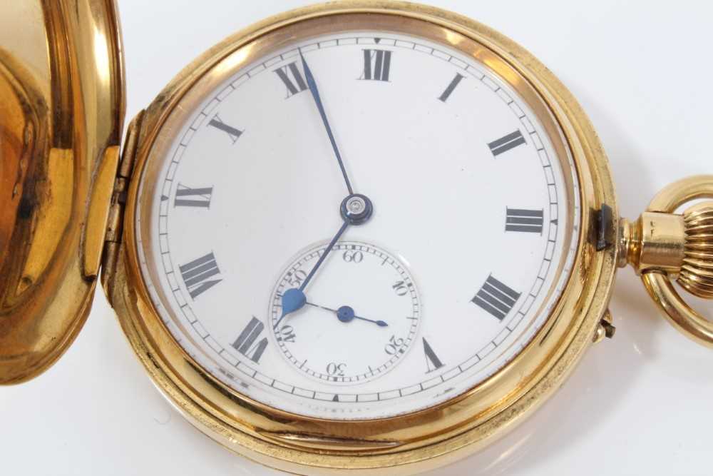 1920s Gentleman's 18ct gold Hunter pocket watch with stem wind three quarter plate movement , the 50 - Image 2 of 7