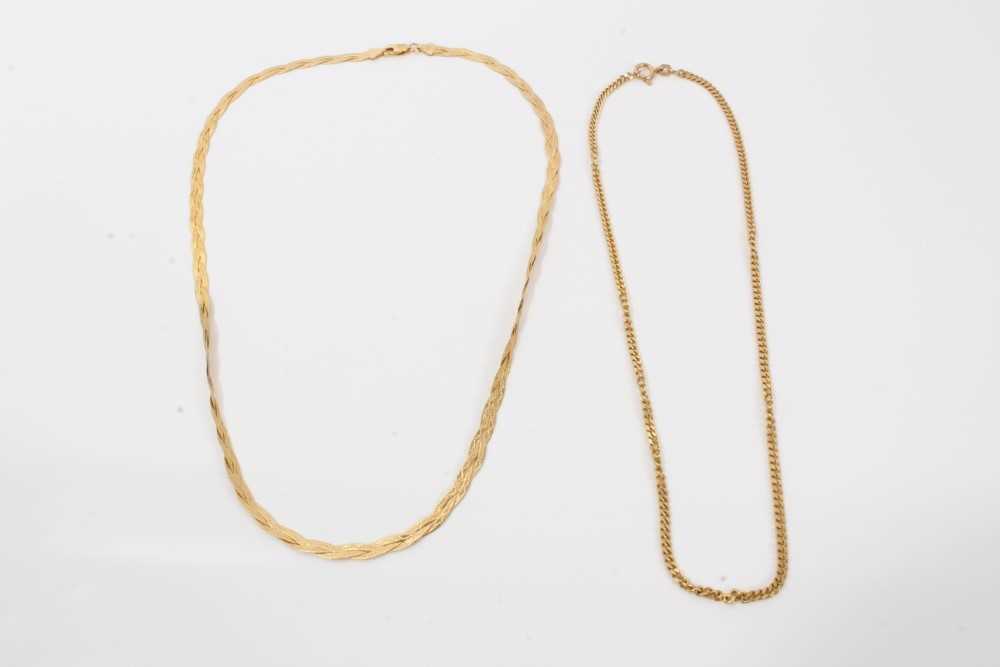 Two 9ct gold necklaces-12.9 grams