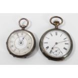 Two silver cased fob watches