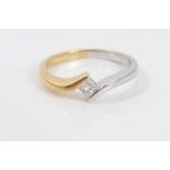 Diamond single stone ring with a princess cut diamond estimated to weigh approximately 0.15cts in a