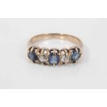 Diamond and sapphire five stone ring