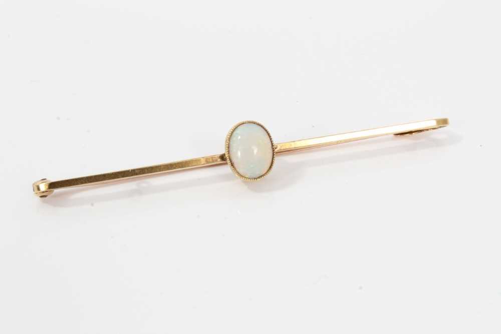 Edwardian opal single stone bar brooch