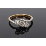 Diamond three stone ring with three brilliant cut diamonds estimated to weigh approximately 0.55cts,