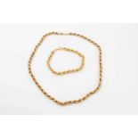 9ct gold rope necklace 45 cm and matching bracelet 19 cm (2) - 14.7 grams
