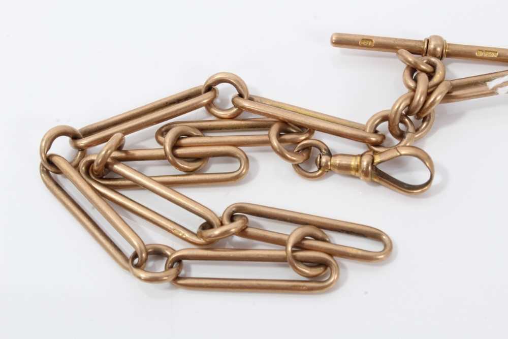 Edwardian 9ct gold fetter link watch chain, 35cm length. - Image 3 of 3