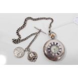 Late Victorian Silver half hunter pocket watch and chain