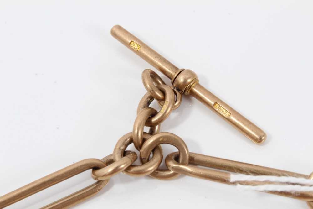 Edwardian 9ct gold fetter link watch chain, 35cm length. - Image 2 of 3