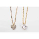 Two 9ct gold necklaces with paste pendants , 12.5 g ( excluding pendants)