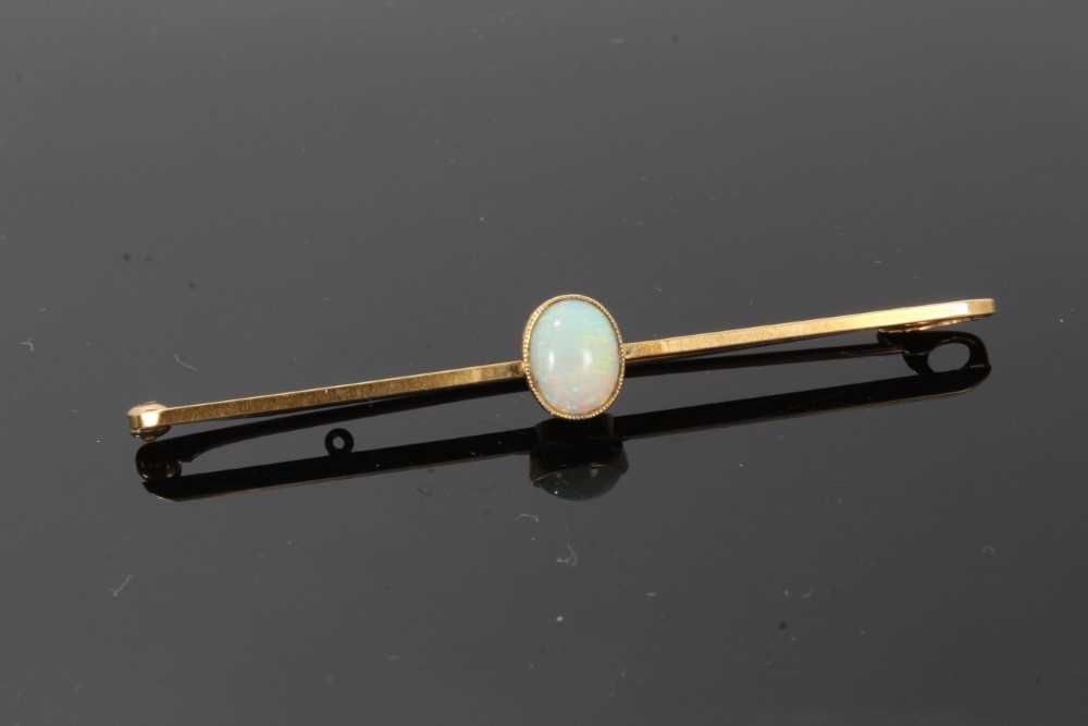 Edwardian opal single stone bar brooch - Image 3 of 4